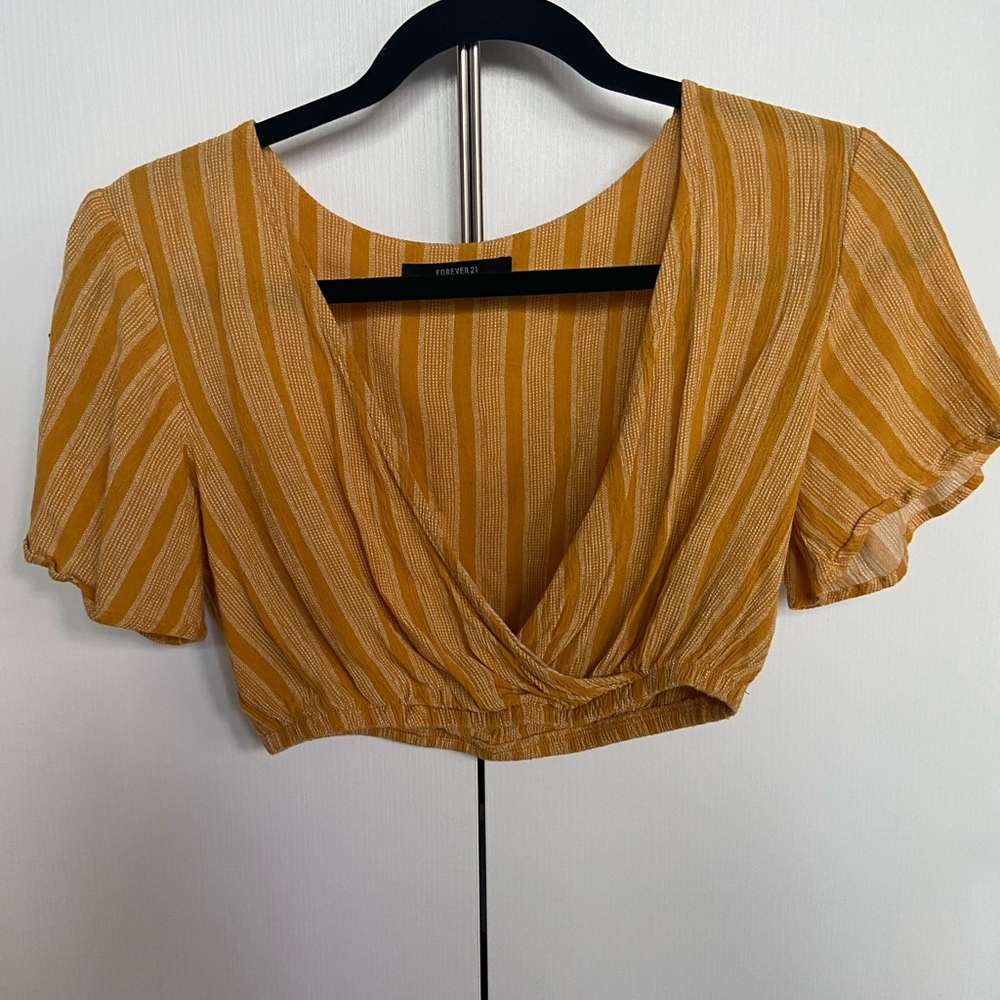 orange striped crop top